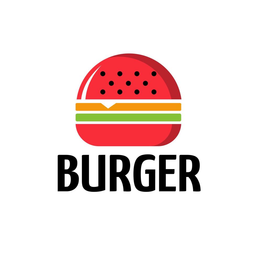 diseño de ilustración de hamburguesa roja deliciosa, logotipo de símbolo, icono vector