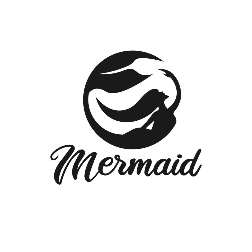 Beautiful dancing mermaid design illustration logo vector