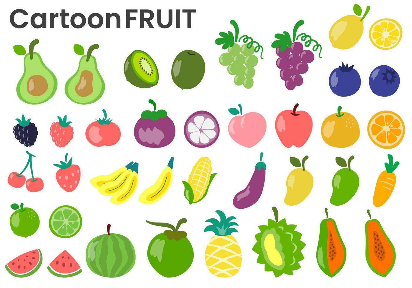 Vector illustration of fruits with colorful isolated elements