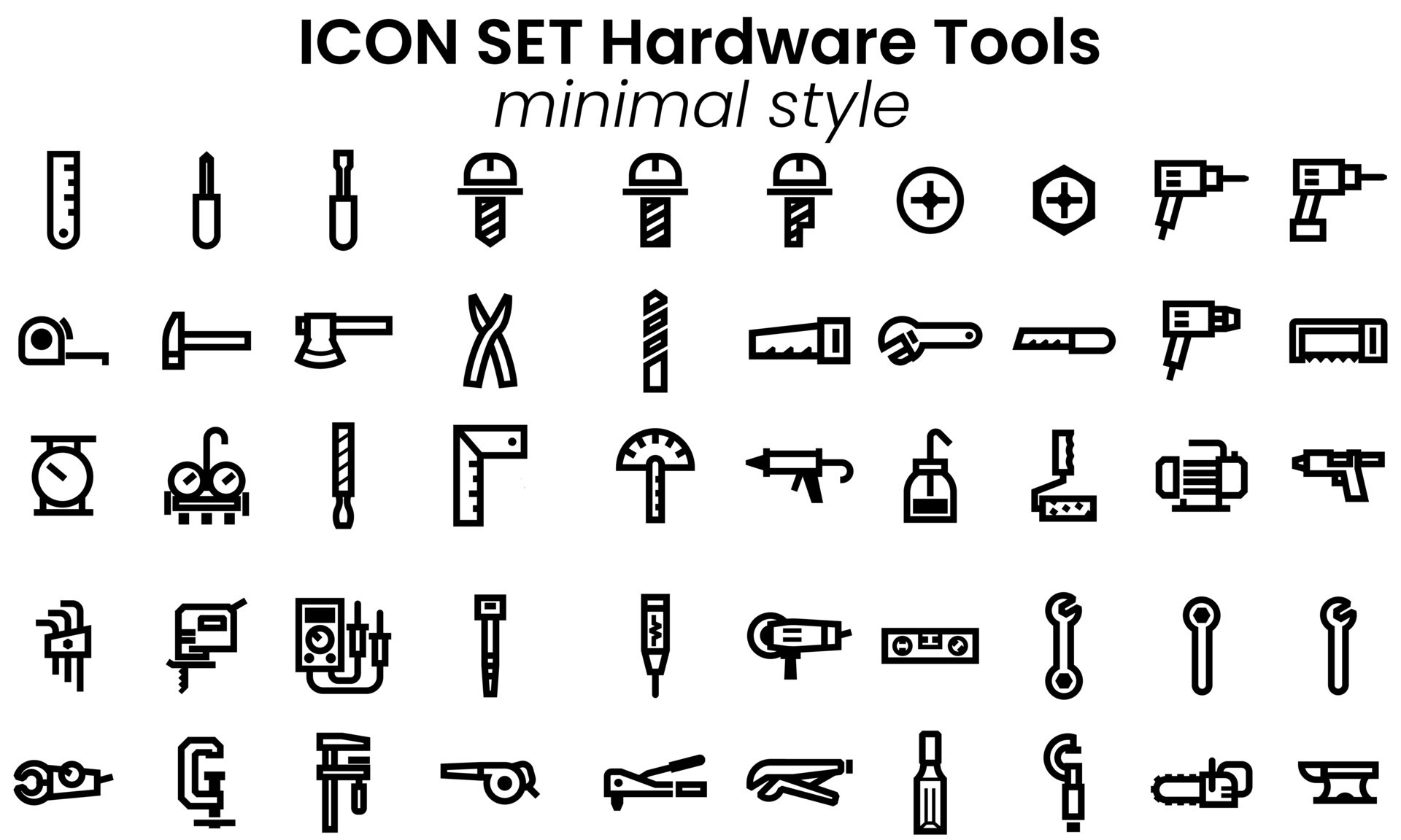 Icon vector pack of Hardware tools as flat minimal style outline stroke 7980746 Vector Art at