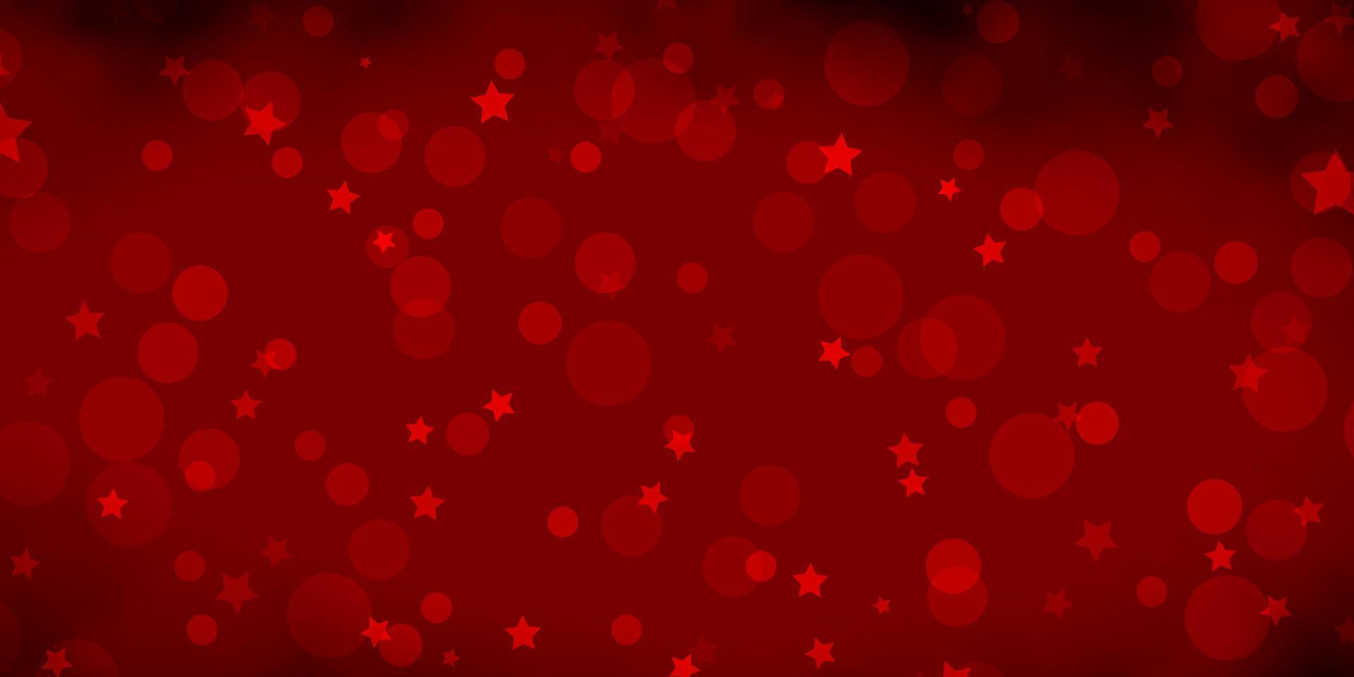 plantilla de vector rojo oscuro con círculos, estrellas.