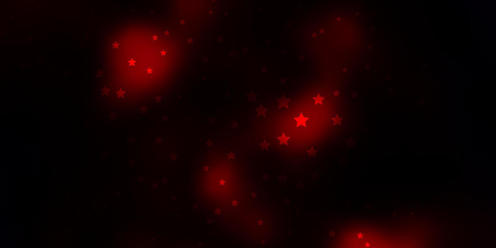 plantilla de vector rojo oscuro con estrellas de neón.