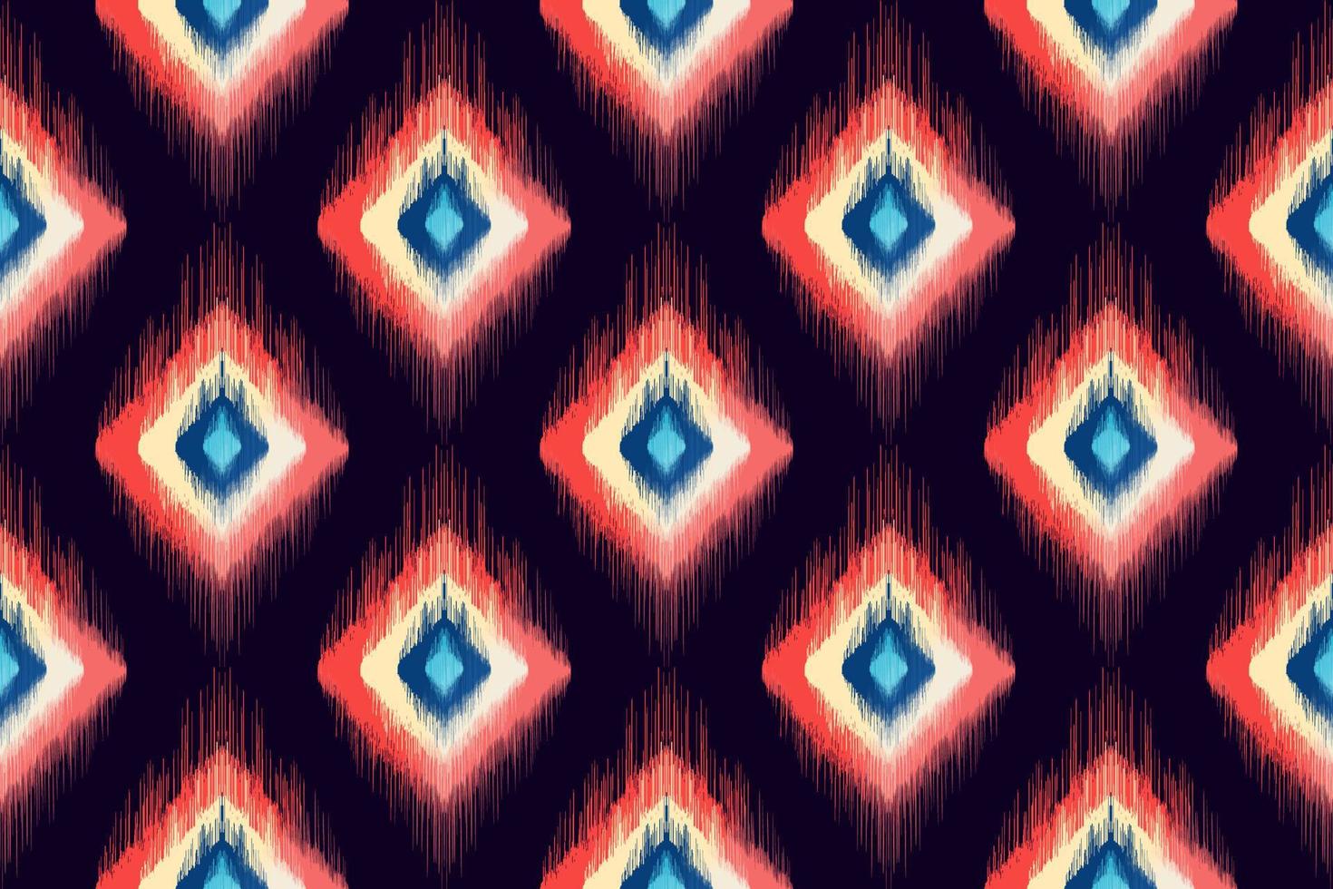 Ikat ethnic seamless pattern design. Tribal boho native ethnic turkey traditional embroidery vector background. Aztec fabric carpet mandala ornaments textile decorations wallpaper