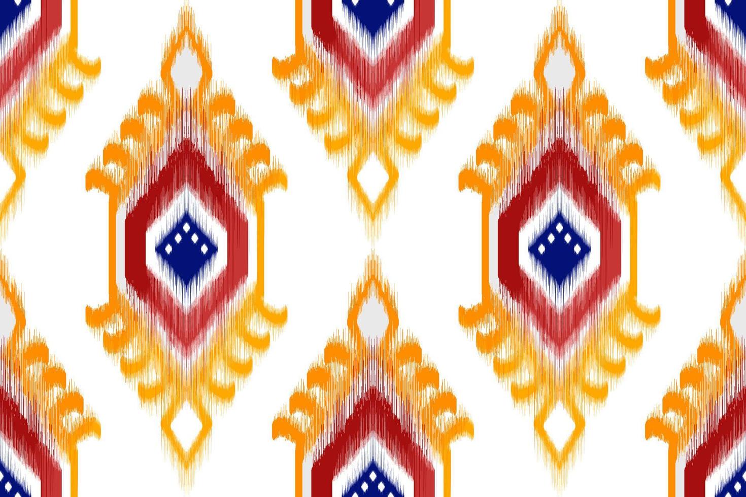 Ikat ethnic seamless pattern design. Tribal boho native ethnic turkey traditional embroidery vector background. Aztec fabric carpet mandala ornaments textile decorations wallpaper