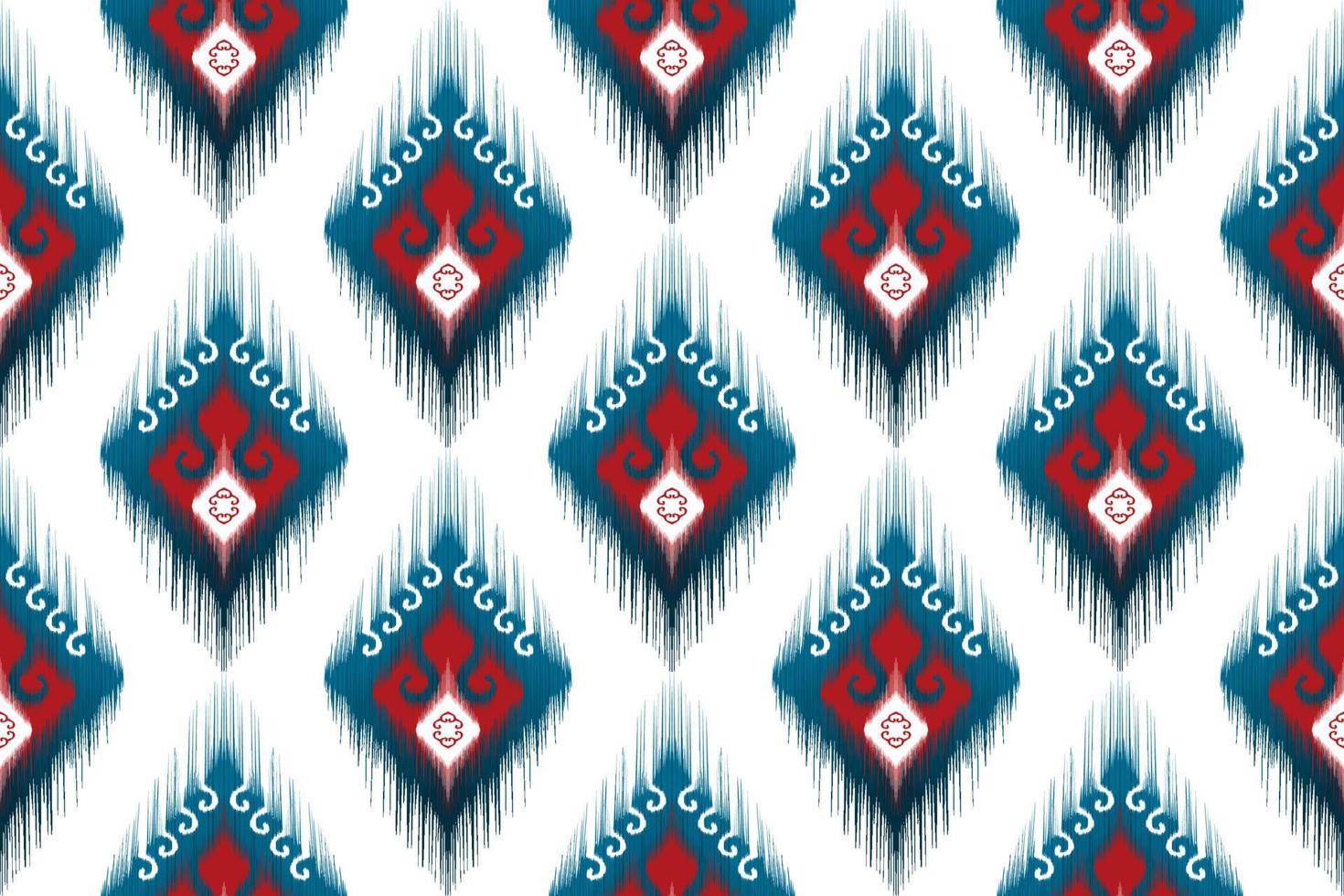 Ikat ethnic seamless pattern design. Tribal boho native ethnic turkey traditional embroidery vector background. Aztec fabric carpet mandala ornaments textile decorations wallpaper