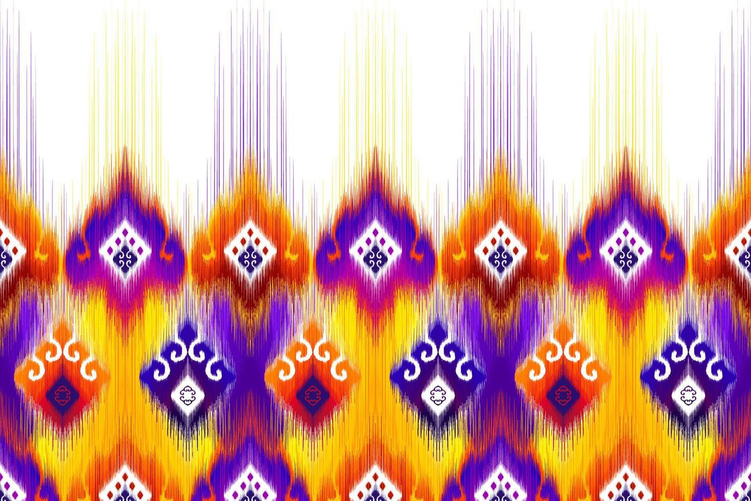 Ikat ethnic seamless pattern design. Tribal boho native ethnic turkey traditional embroidery vector background. Aztec fabric carpet mandala ornaments textile decorations wallpaper