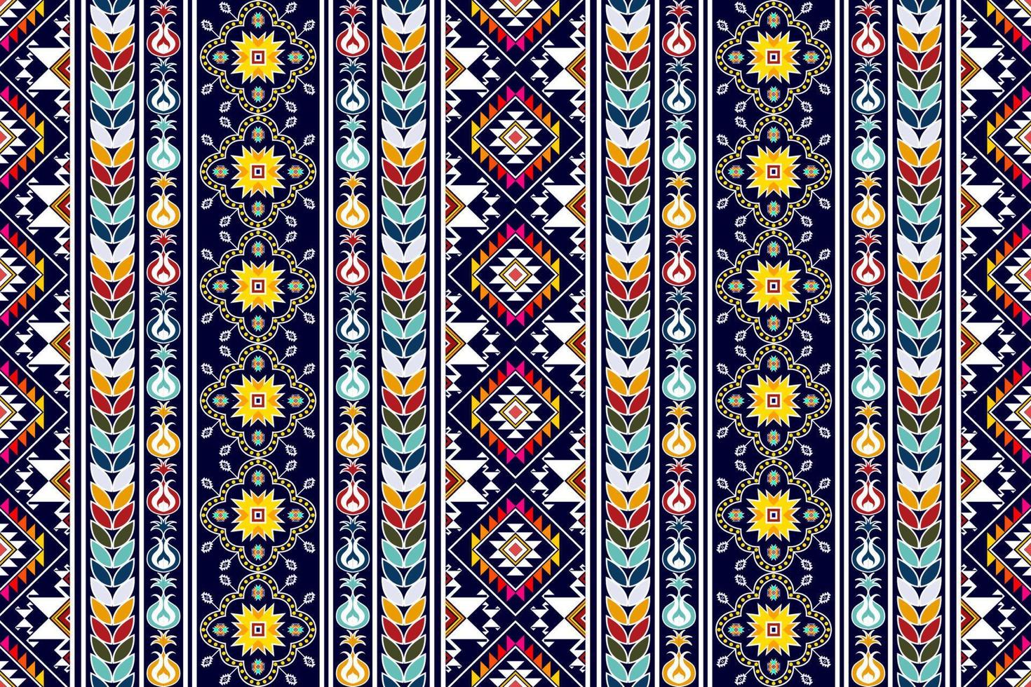 diseño de patrón textil étnico sin costuras ikat. alfombra de tela azteca adornos de mandala decoraciones textiles papel tapiz. fondo de vector de bordado tradicional de pavo nativo boho tribal.