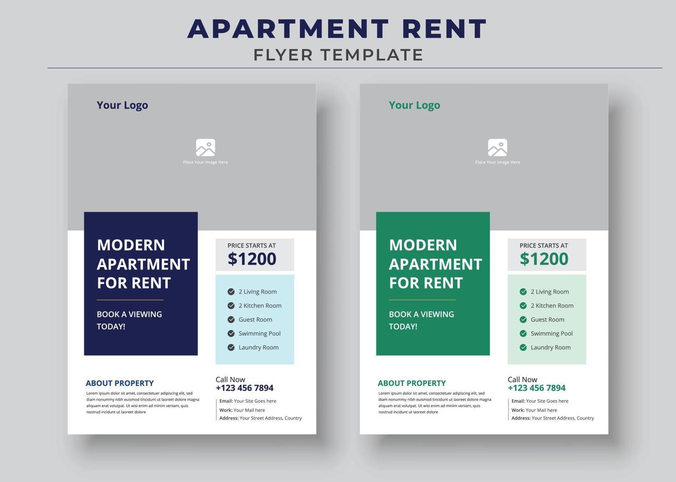 Modern Apartment For Rent Poster, Apartment Rent Flyer Template, Home For Rent Flyer, Real Estate Flyer vector