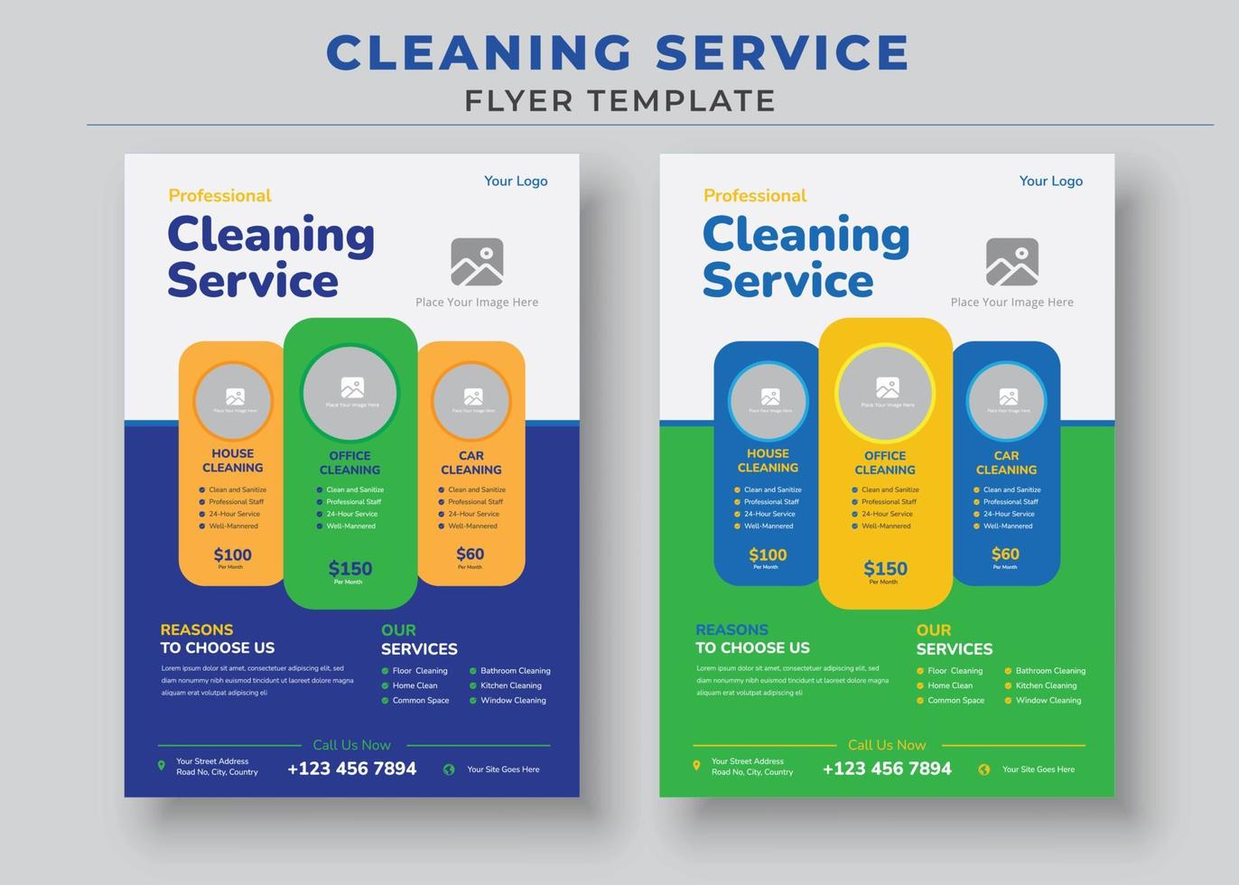 afiche de servicios de limpieza profesional, plantilla de volante de servicios de limpieza, diseño de folleto de afiches, vector editable y listo para imprimir