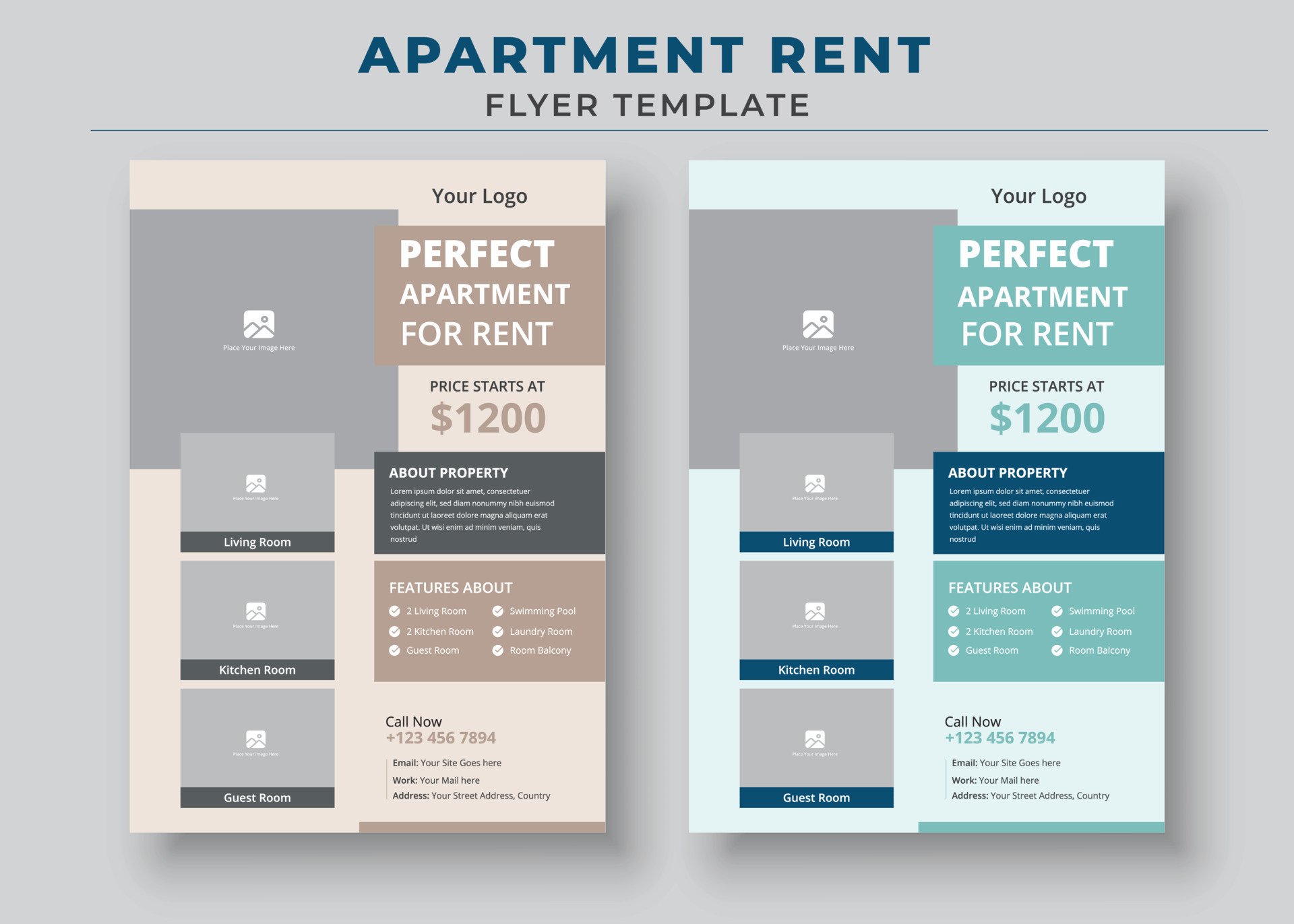 Perfect Apartment For Rent Poster, Apartment Rent Flyer Template, Home