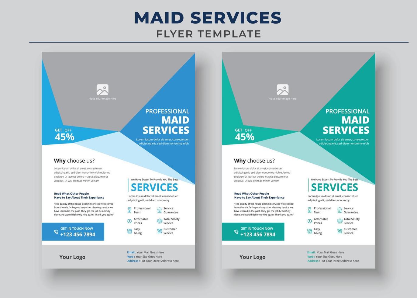 Professional Maid Service, Maid Service Flyer Template, Housekeeping Services Flyer vector