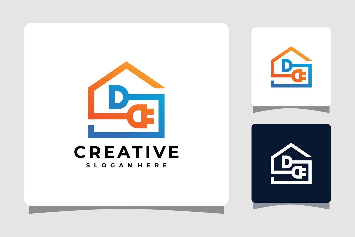 House Electric Plug Logo Template Design Inspiration vector