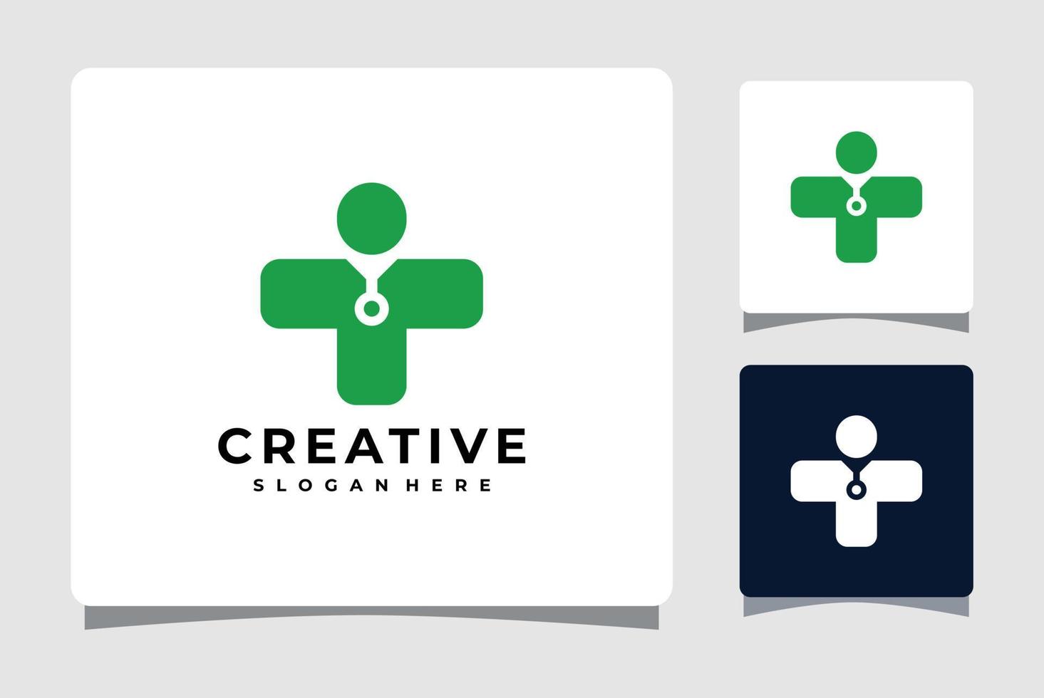 Medical Cross And Doctor Silhouettes Logo Template Design Inspiration vector