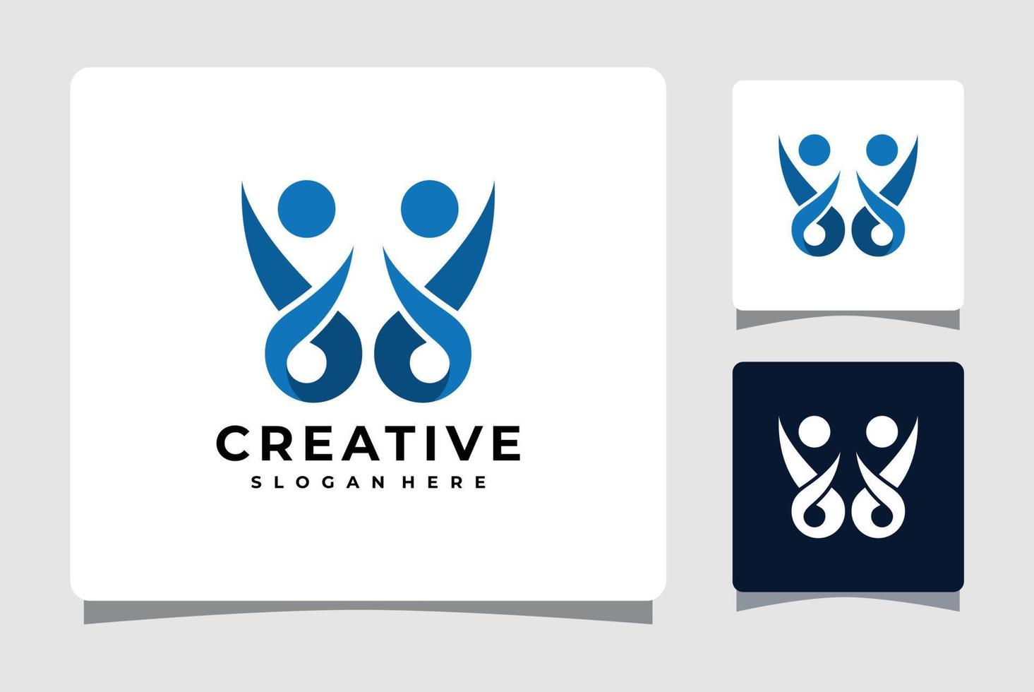 Social Community Group Of People Logo Template With Business Card Design Inspiration vector