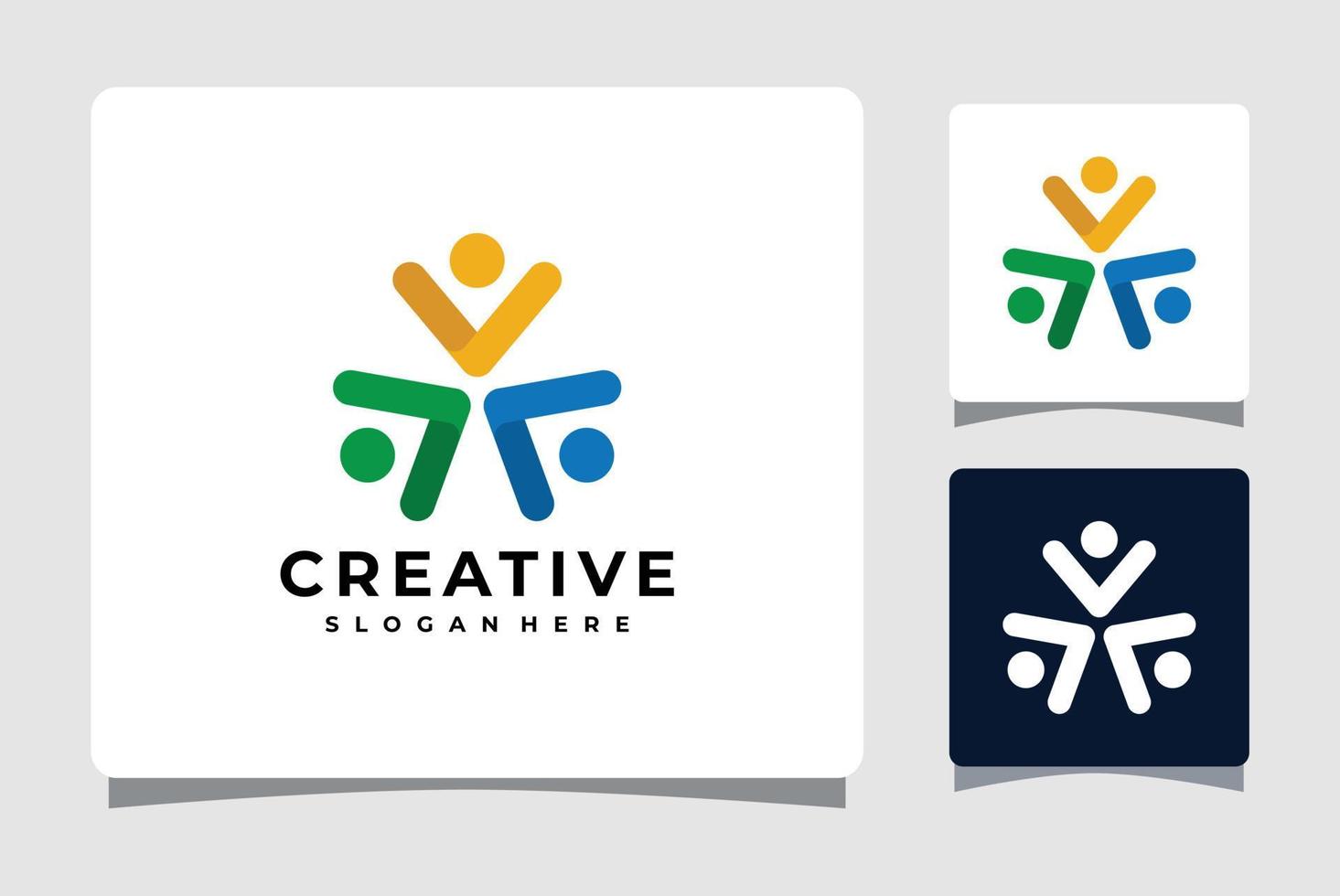 People Community Logo Template With Business Card Design Inspiration vector