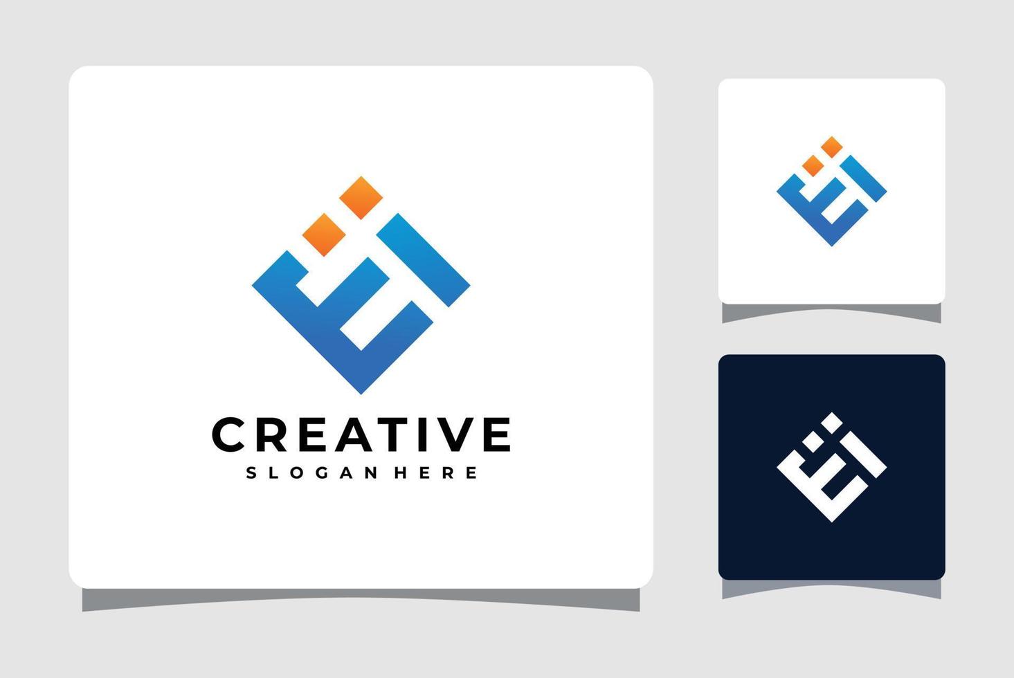 Letter E I Geometry Logo Template Design Inspiration vector