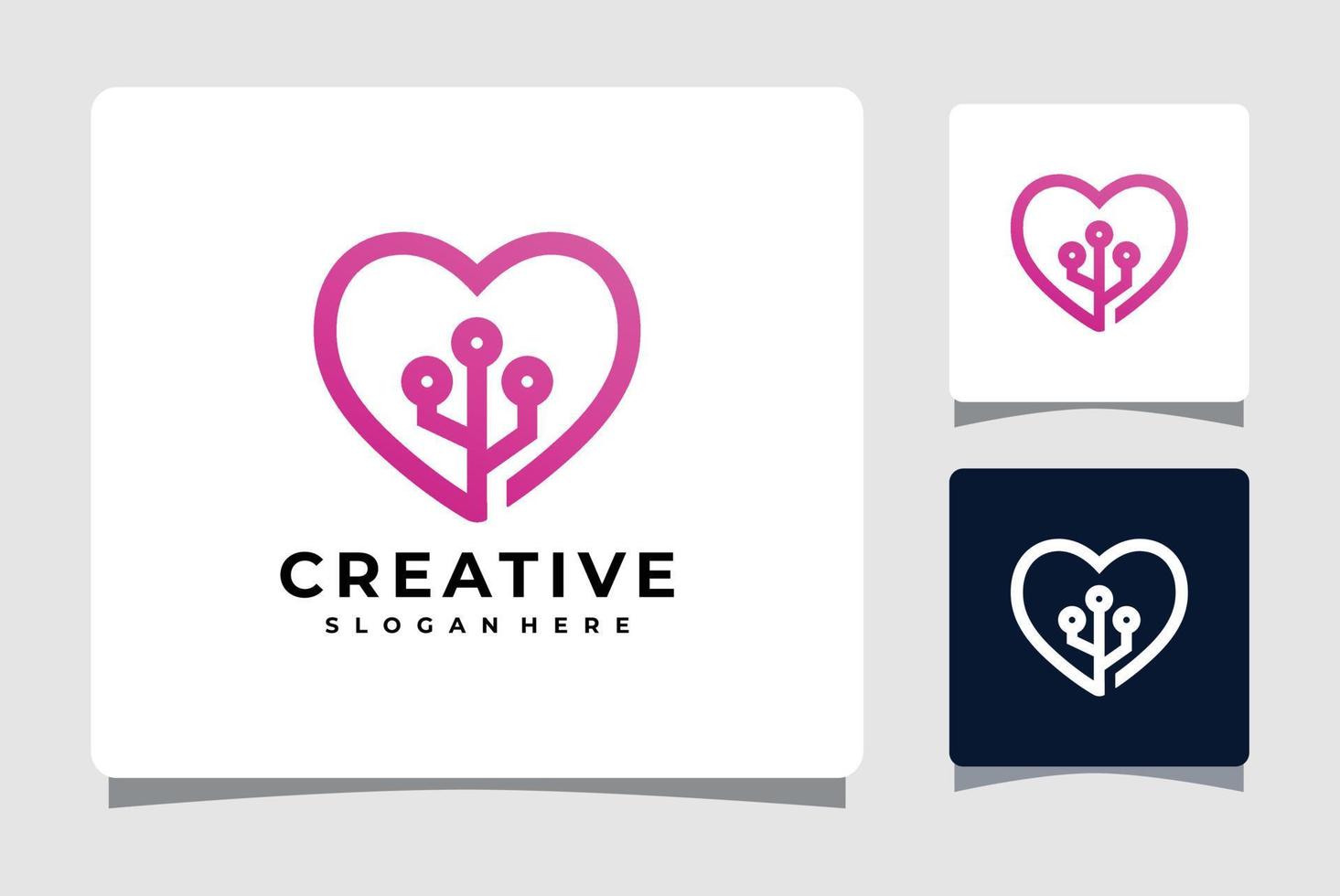 Heart Technology Logo Template Design Inspiration vector