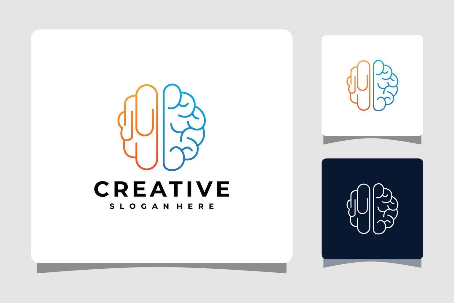 Brain and Paper Clip Logo Template Design Inspiration vector