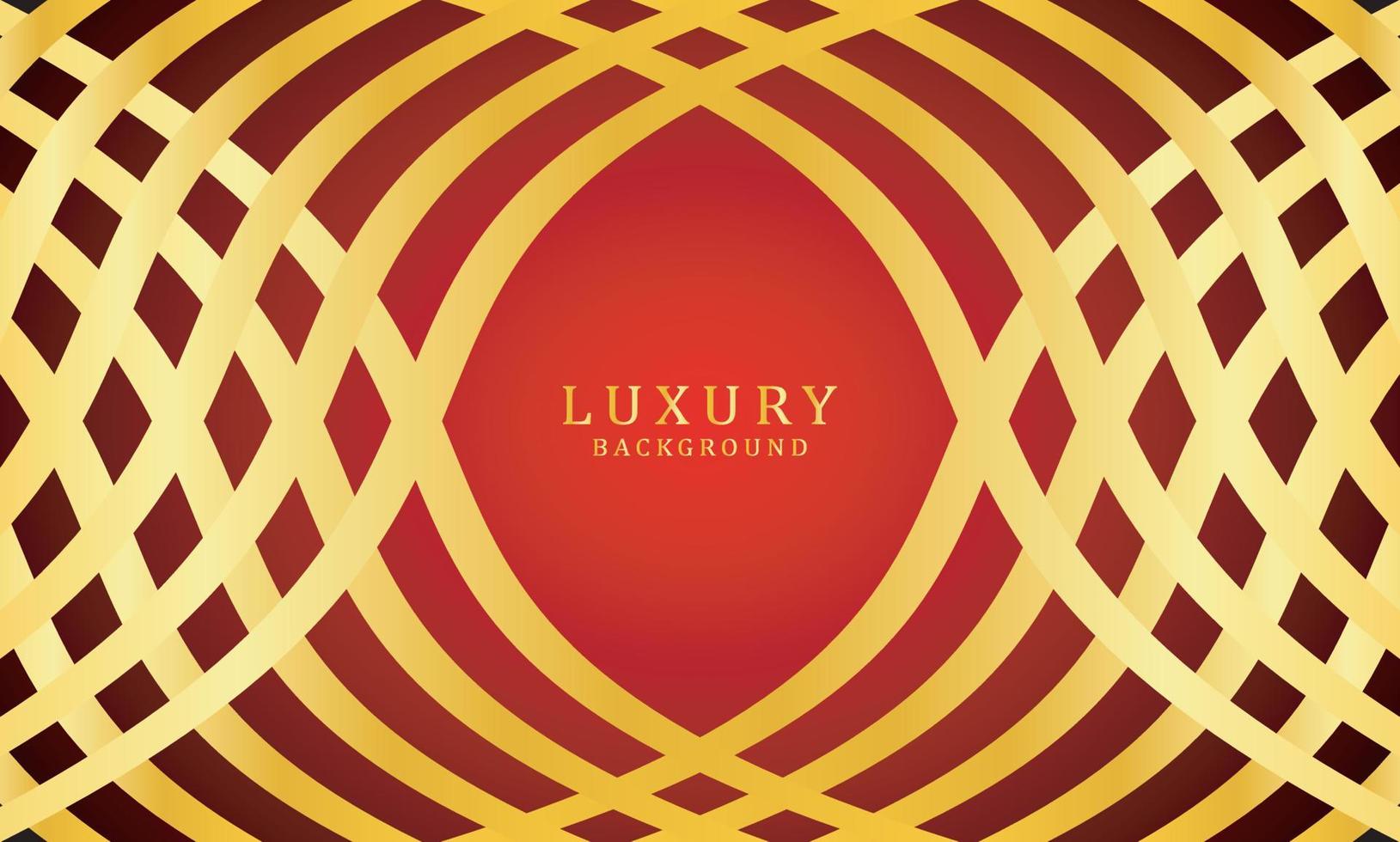Red luxury background with gold line decoration vector
