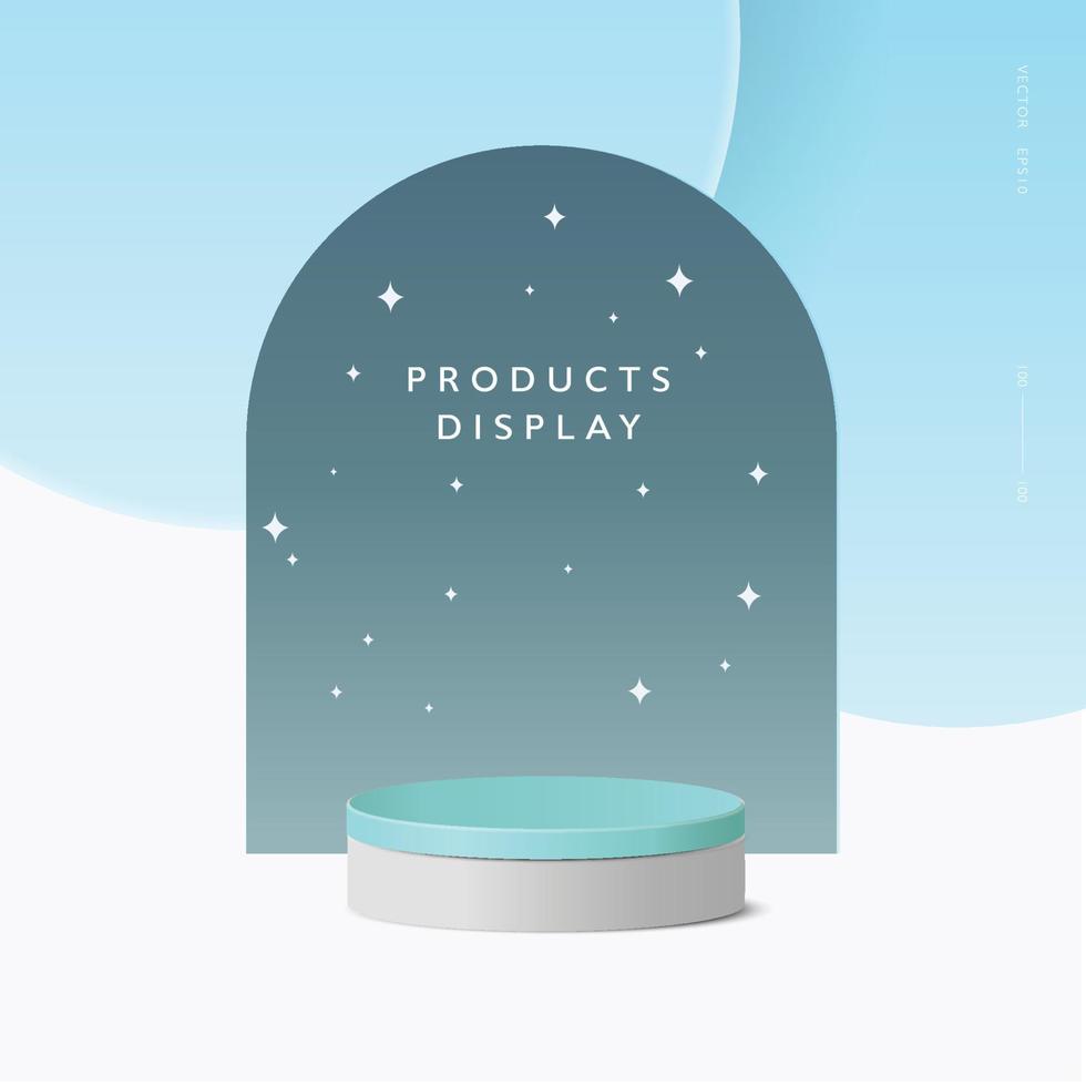 Abstract minimal scene, cylinder podium in blue background for product presentation displays. vector