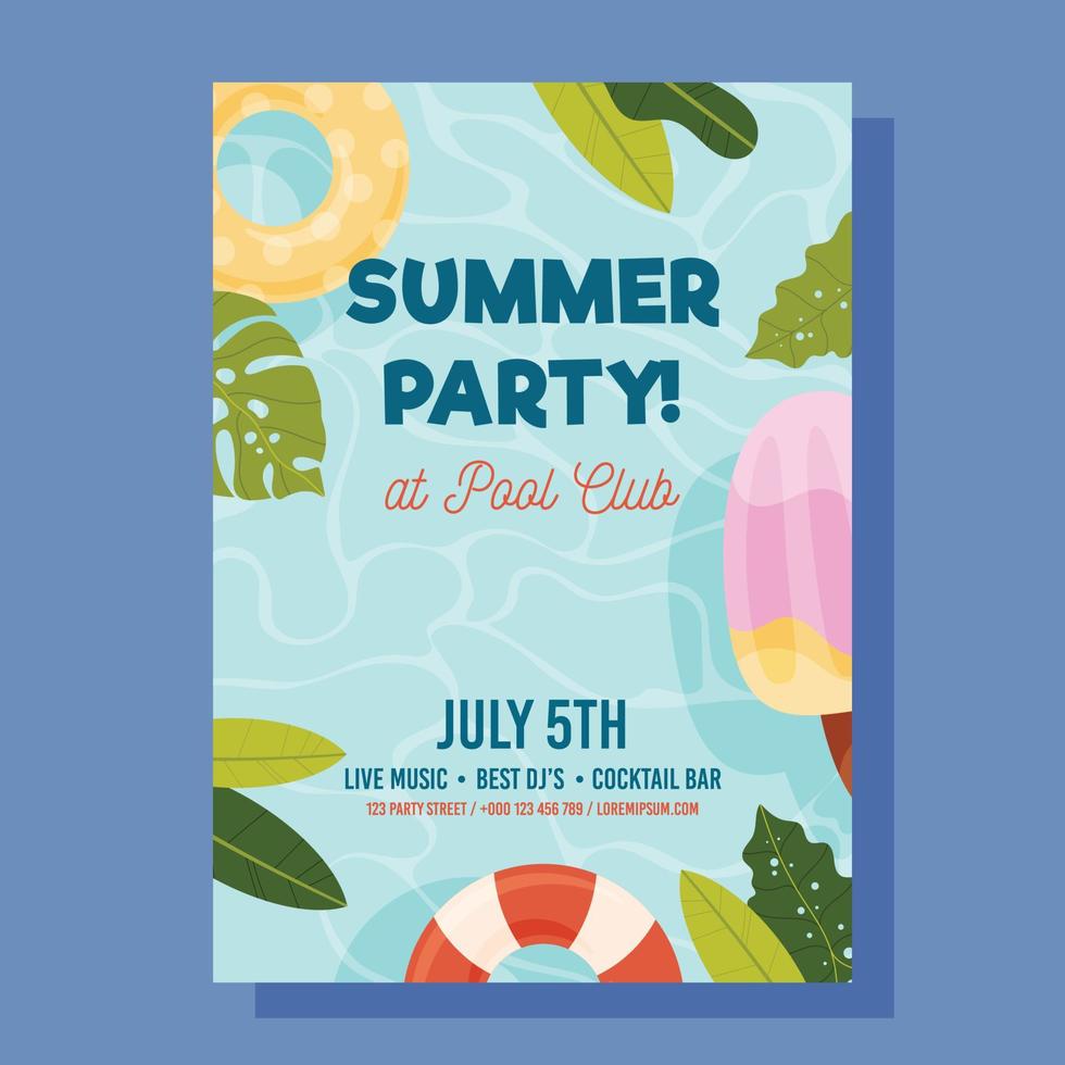 Summer Pool Party flyer vector