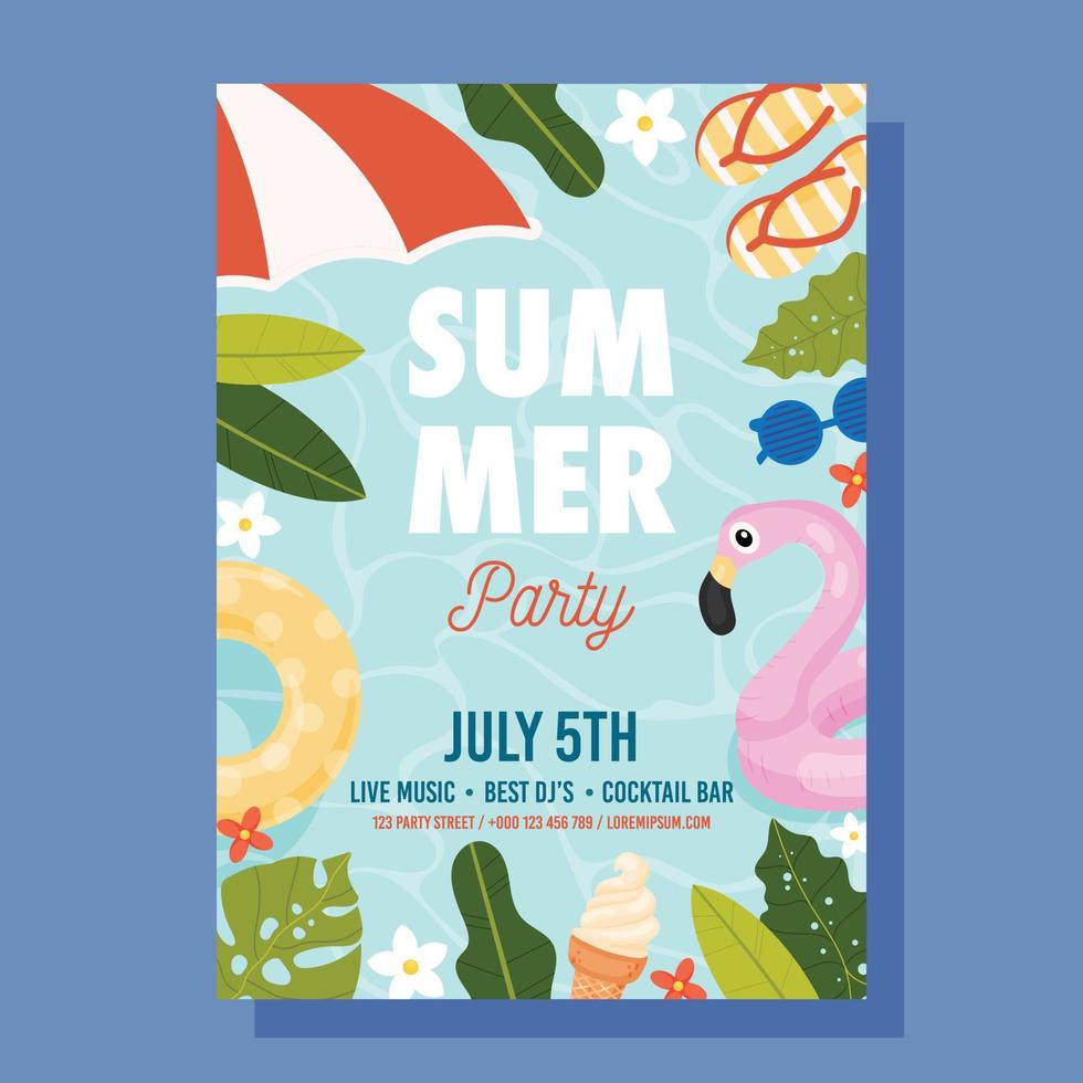 Summer Pool Party flyer vector