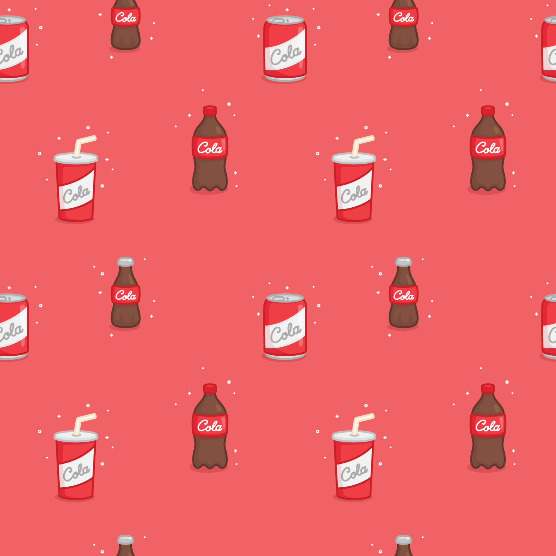 cola-of-bottle-can-and-cup-kawaii-doodle-flat-vector-seamless-pattern