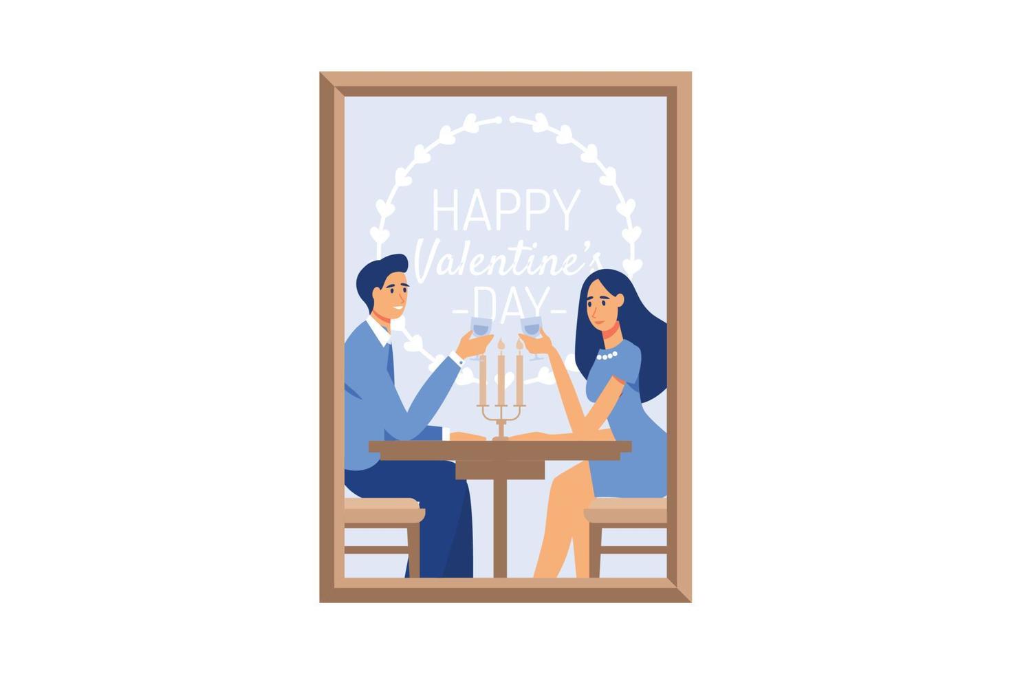 couple in love. Happy Valentine's Day. February 14 is the day of all lovers. graphics suitable for decorating posters, brochures, postcards, flyers flat vector illustration