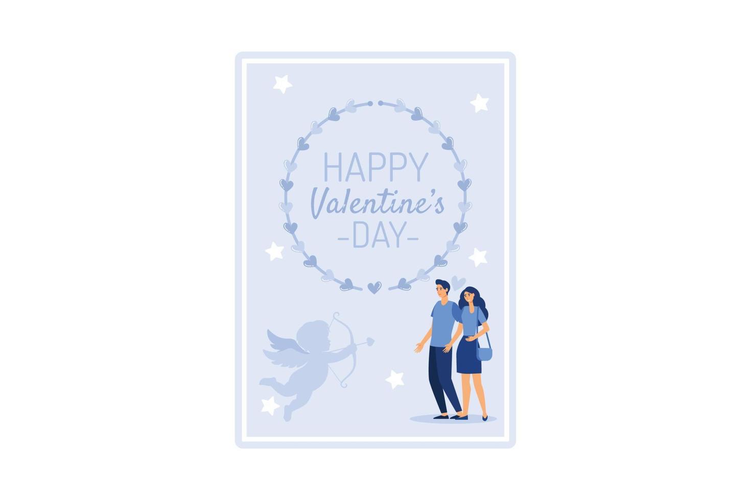 couple in love. Happy Valentine's Day. February 14 is the day of all lovers. graphics suitable for decorating posters, brochures, postcards, flyers flat vector illustration