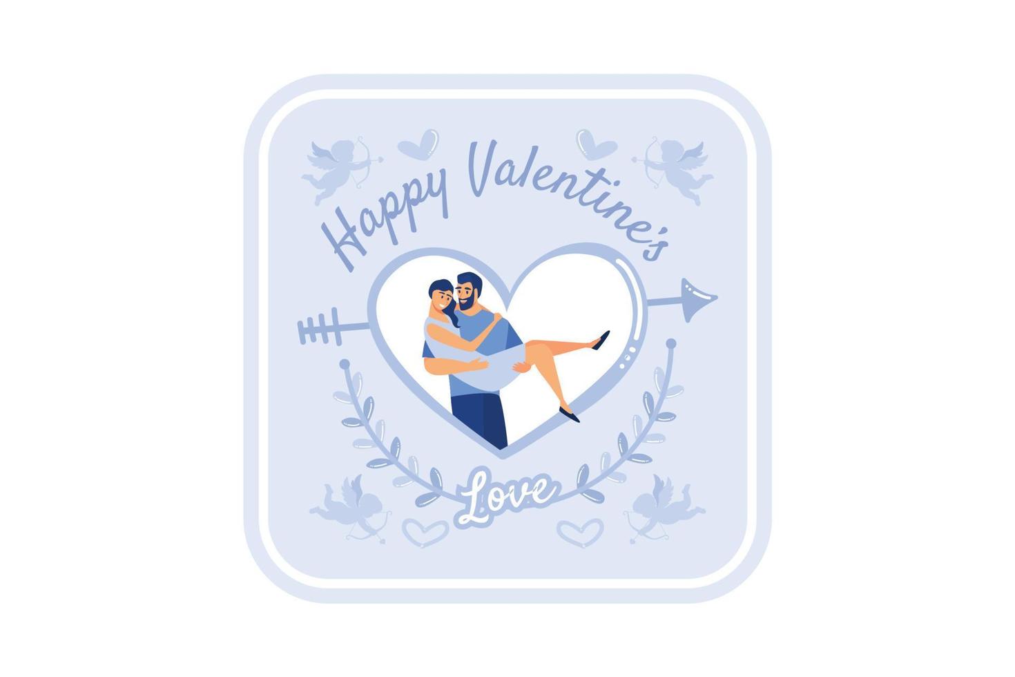 Happy valentine day couple on date. Man give flower woman. Valentine and day, couple and valentines day, happy valentine, couple in love, young couple, love and happy couple, flower and event. vector