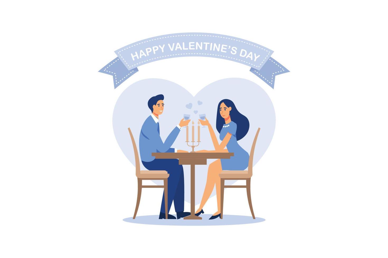 feliz día de san valentín pareja en la cita. el hombre da flores a la mujer. san valentín y día, pareja y día de san valentín, feliz san valentín, pareja enamorada, pareja joven, amor y pareja feliz, flor y evento. vector