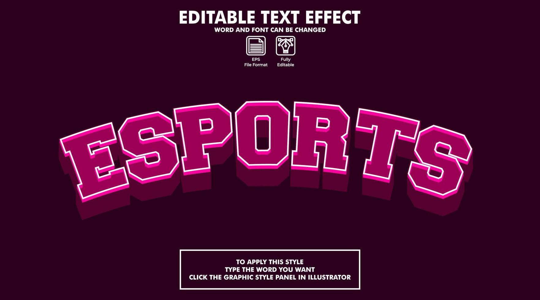 Editable text effect style esports vector