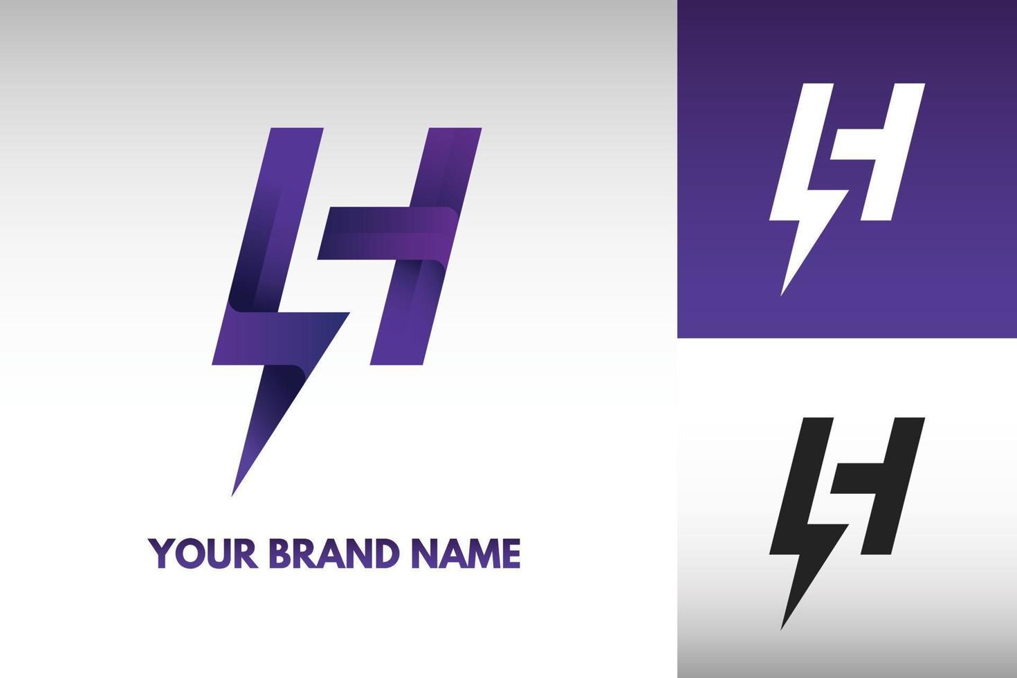 Logo Letter H monogram Electric Power thunder Lightning Style Design Vector in Gradient and monochrome color