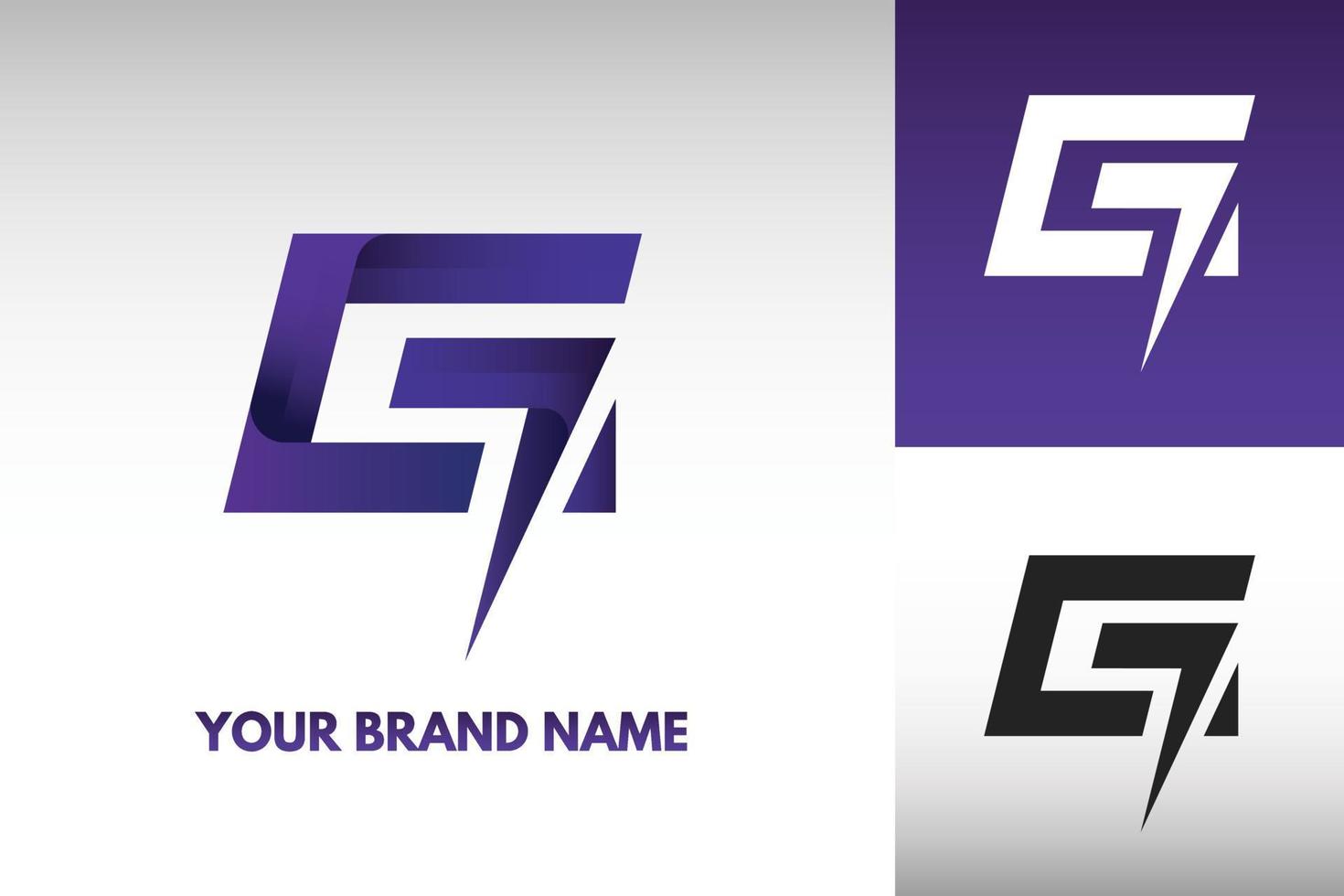 Logo Letter G Initial monogram Electric Power thunder Lightning Style Design Vector in Gradient and monochrome color