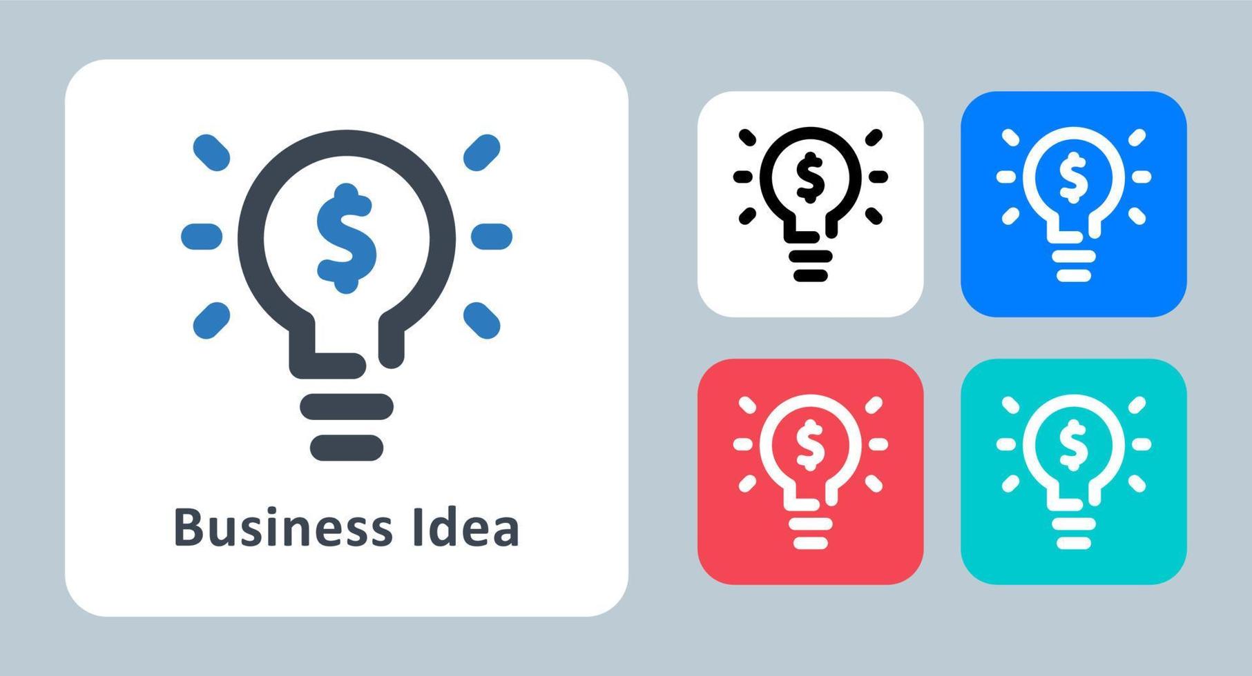 icono de idea de negocio - ilustración vectorial. idea, plan, innovación, solución, planificación, estrategia, pensamiento, negocio, puesta en marcha, presupuesto, línea, esquema, plano, iconos. vector