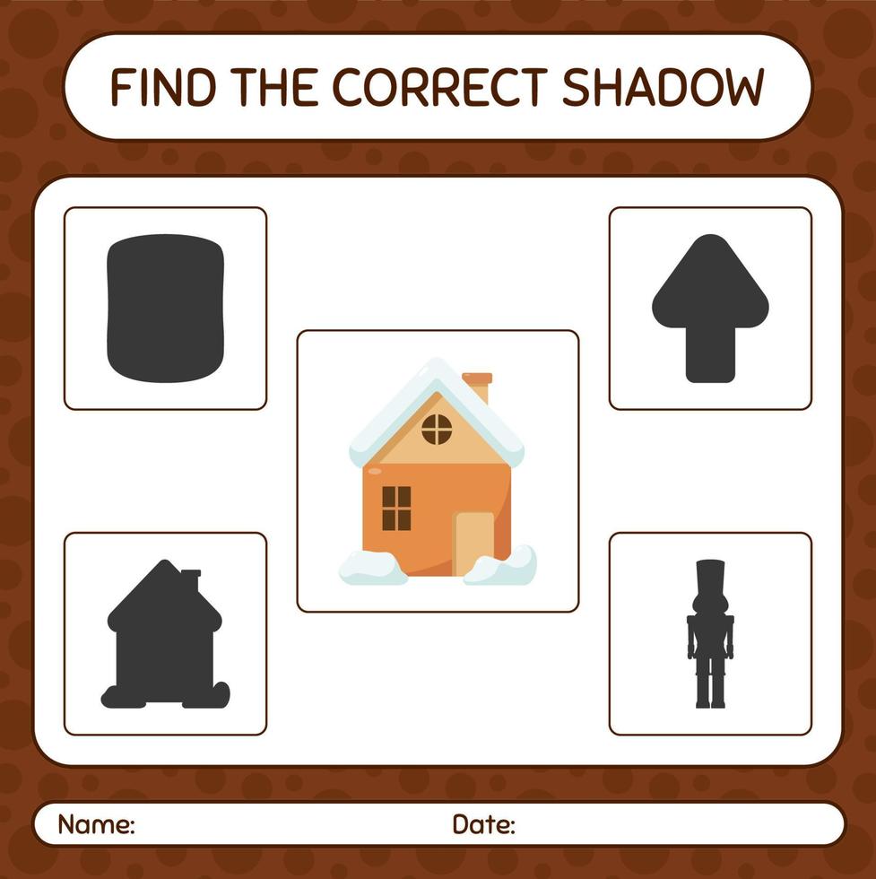 Find the correct shadows game with house. worksheet for preschool kids, kids activity sheet vector