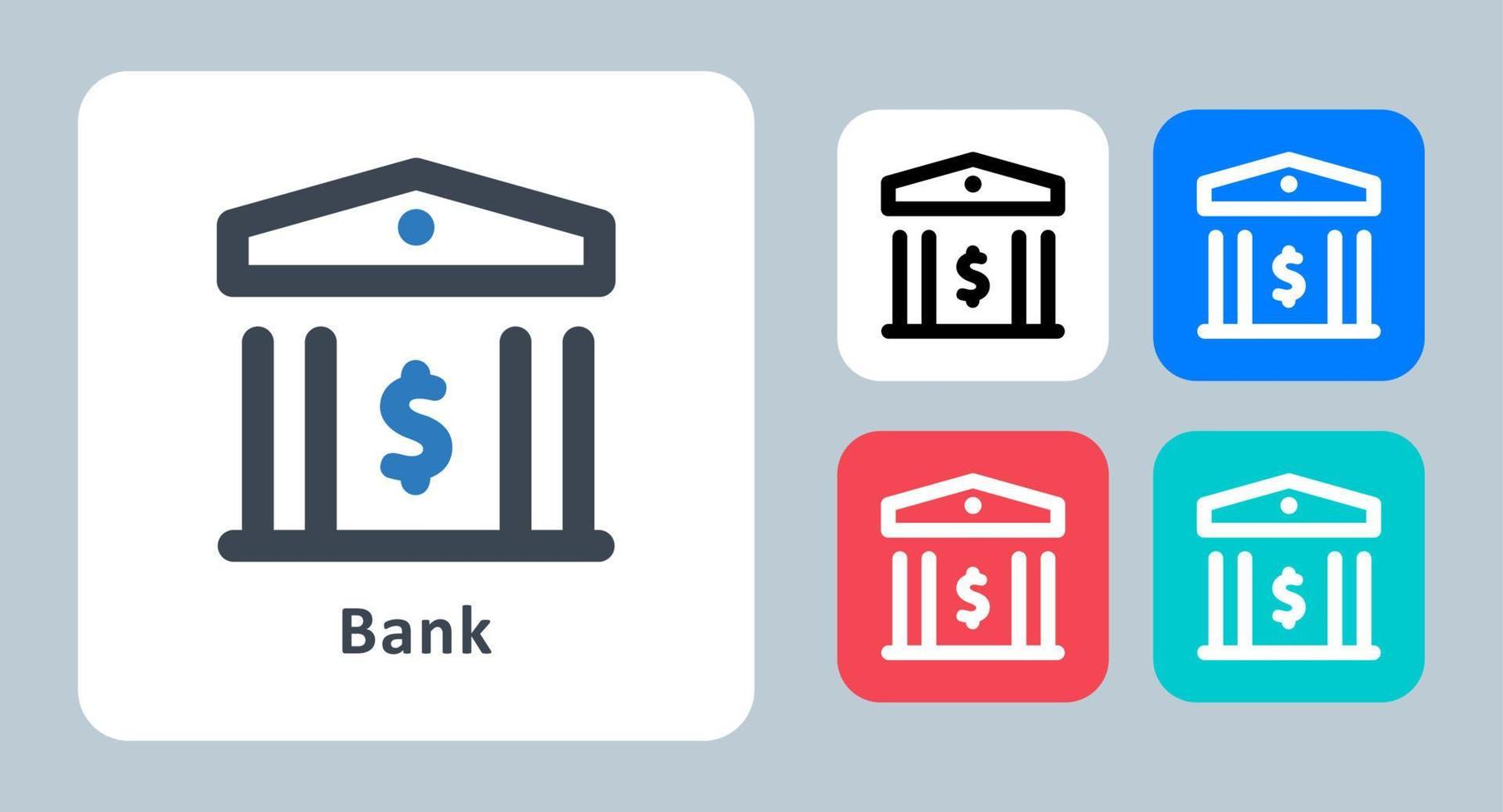 icono de banco - ilustración vectorial. banco, finanzas, dinero, depósito, ahorros, banca, edificio, línea, contorno, plano, iconos. vector