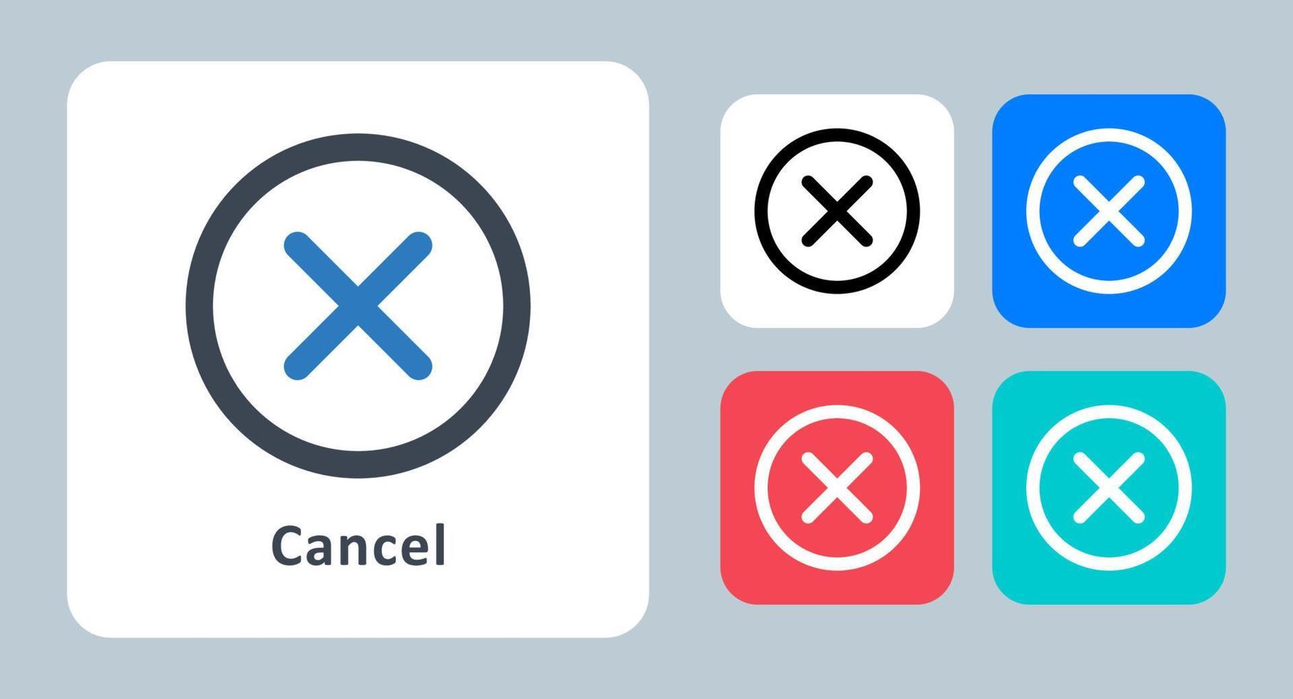 cancelar icono - ilustración vectorial . cancelar, circular, cerrar, cruzar, borrar, salir, eliminar, descartar, alinear, delinear, plano, íconos . vector