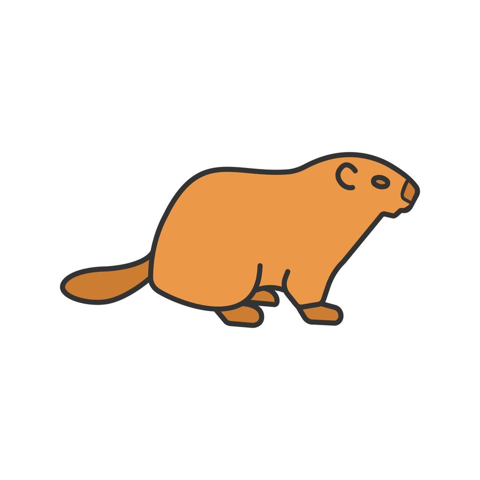 Groundhog Day color icon. Woodchuck. February 2nd. Isolated vector illustration