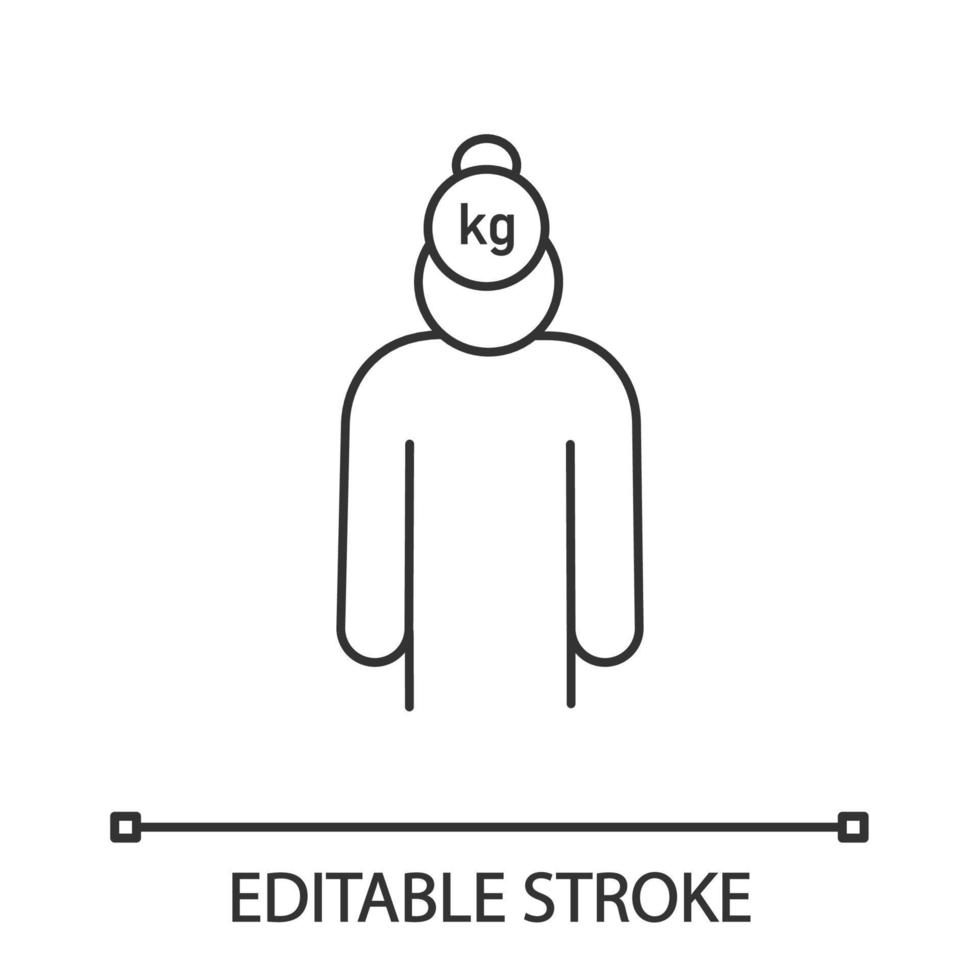 Stress and life problems linear icon. Burden. Thin line illustration. Exhaustion and fatigue. Troubled and tired person. Burnout. Contour symbol. Vector isolated outline drawing. Editable stroke