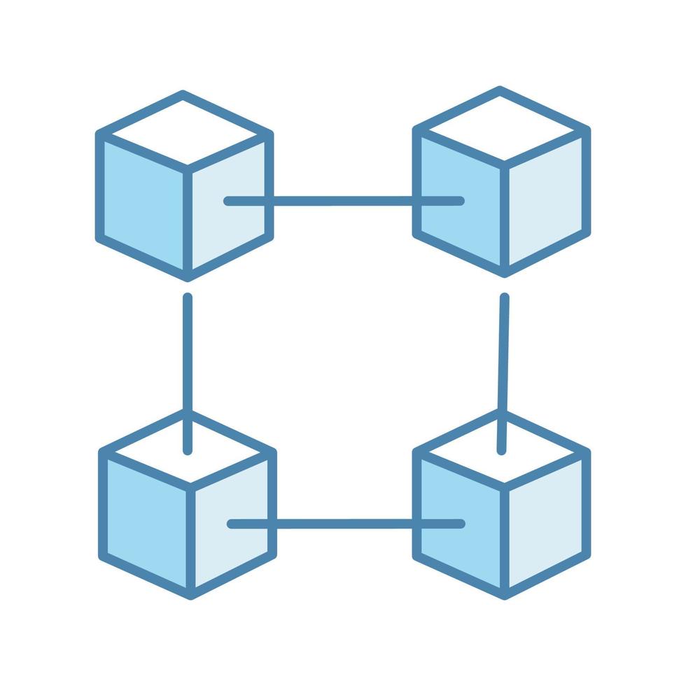 Blockchain technology color icon. Big data. Cryptocurrency. Fintech. E-commerce. Connected cubes. Isolated vector illustration