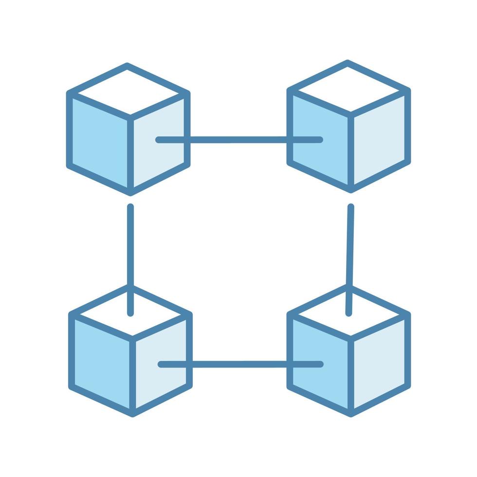 icono de color de la tecnología blockchain. grandes datos criptomoneda fintech. comercio electrónico cubos conectados. ilustración vectorial aislada vector