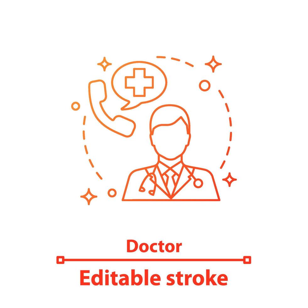 Doctor concept icon. General practitioner, therapist idea thin line illustration. Medicine and healthcare. Vector isolated outline drawing. Editable stroke