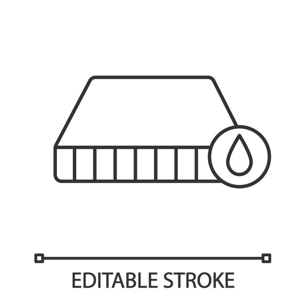 Waterproof mattress linear icon. Thin line illustration. Moisture absorbing mattress cover. Contour symbol. Vector isolated outline drawing. Editable stroke