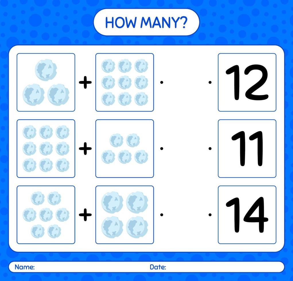 How many counting game with full moon. worksheet for preschool kids, kids activity sheet vector