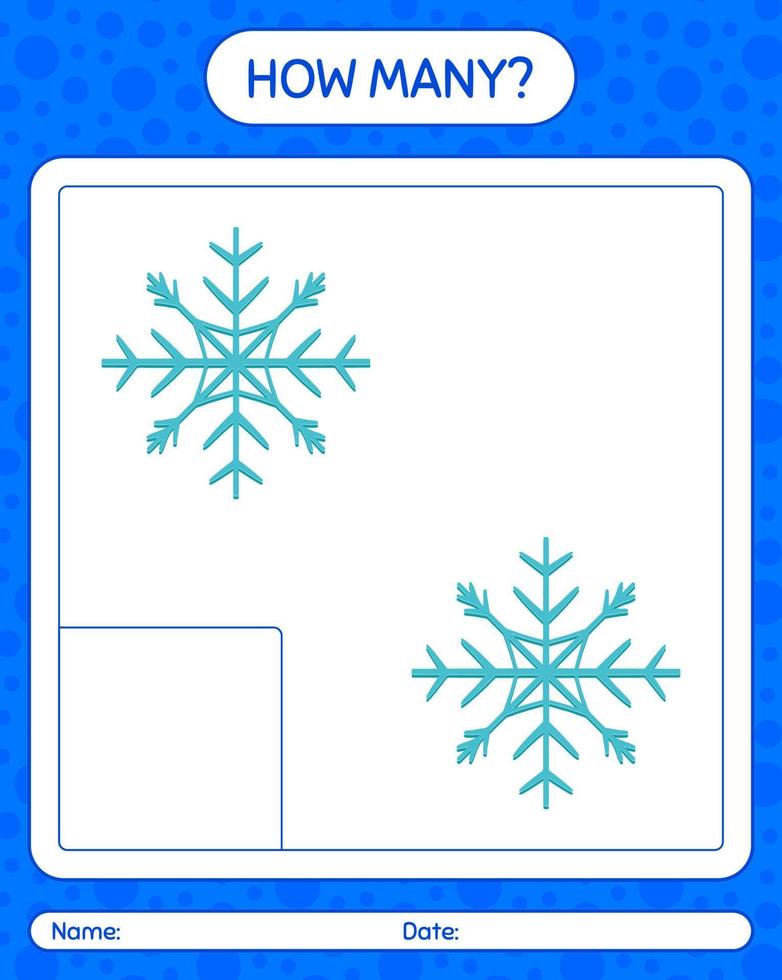 How many counting game with snowman. worksheet for preschool kids, kids activity sheet vector
