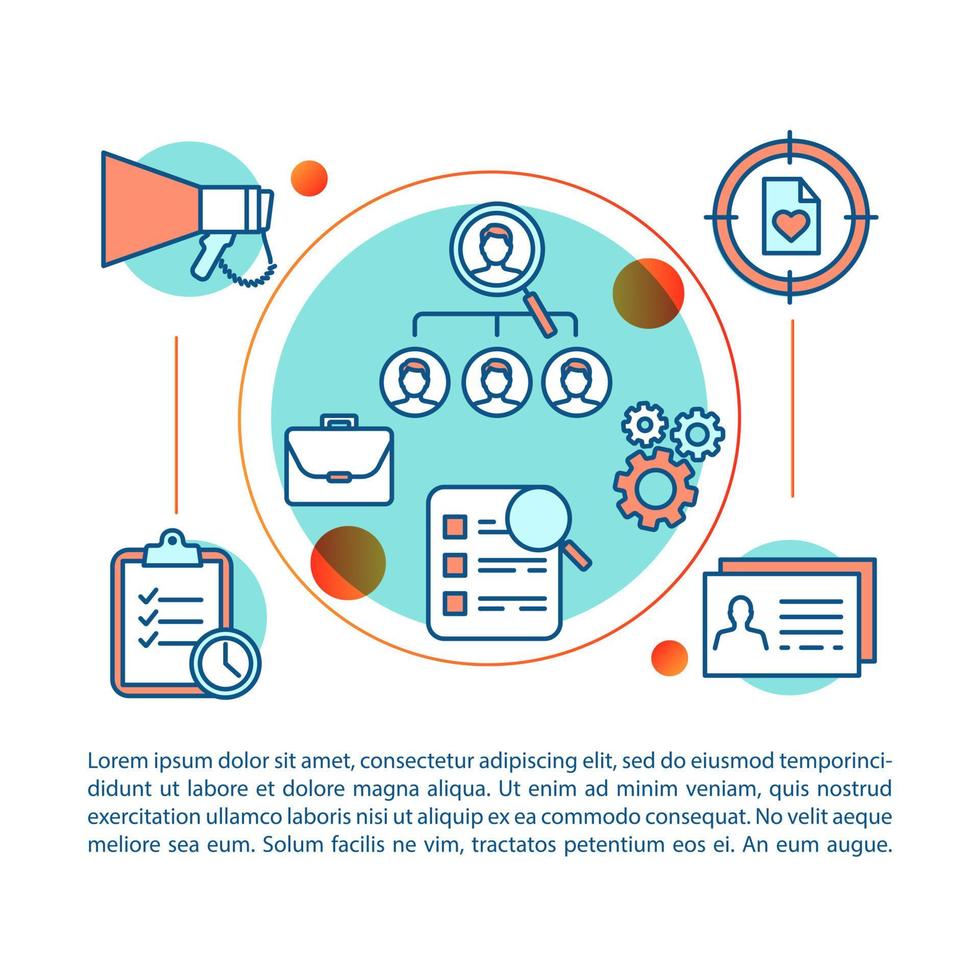 Volunteering concept linear illustration. Charitable organization. Volunteer program. Article, brochure, magazine page layout. Thin line icons with text boxes. Vector isolated outline drawing