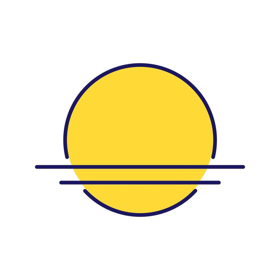 Sunrise color icon. Sunset. Rising or setting sun. Isolated vector illustration