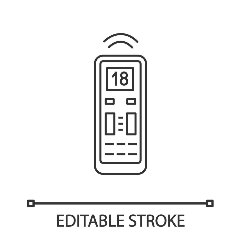 Air conditioner remote control linear icon. Contour symbol. Vector isolated outline drawing. Editable stroke