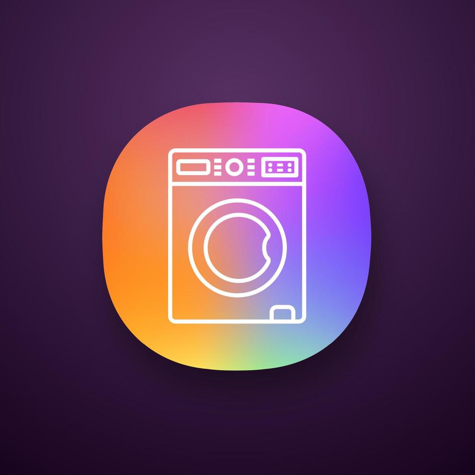 Washing machine app icon. Laundry machine. Washer. Household appliance. UI UX user interface. Web or mobile application. Vector isolated illustration